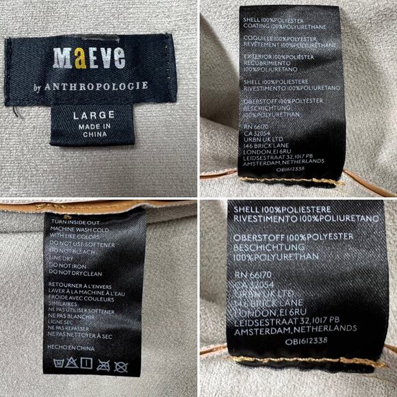 Anthropologie Maeve Faux Leather Shirt Jacket SIZE L Tan Gold Shacket Pocket - Picture 5 of 16